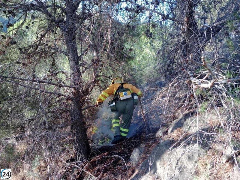 El incendio forestal en el monte Miravete, Murcia, está controlado por el Plan Infomur.