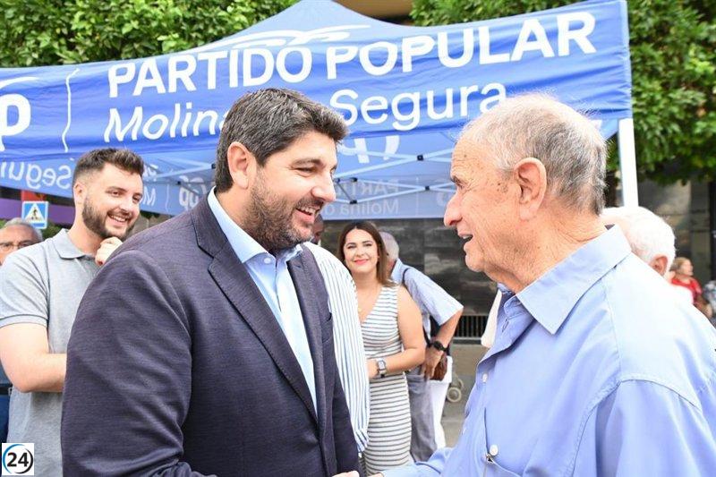 El presidente de la Región de Murcia insta a votar al PP para representar a la Región en Europa.