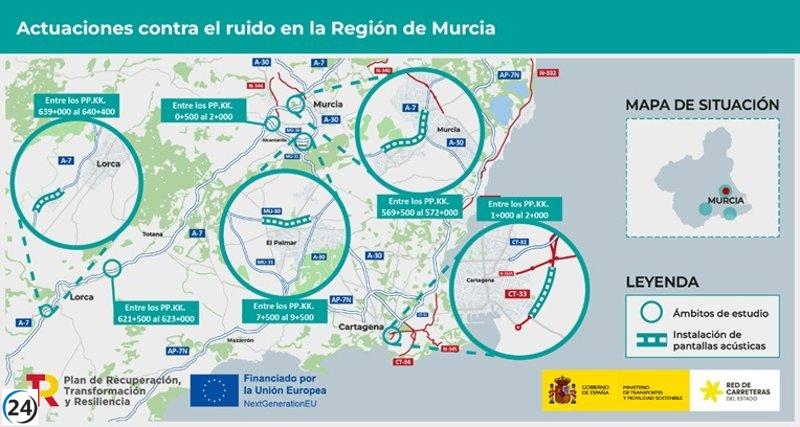 ¡Transportes invierte 3,7 millones en pantallas contra el ruido para proteger a los ciudadanos de Lorca, Cartagena, El Palmar y Murcia!
