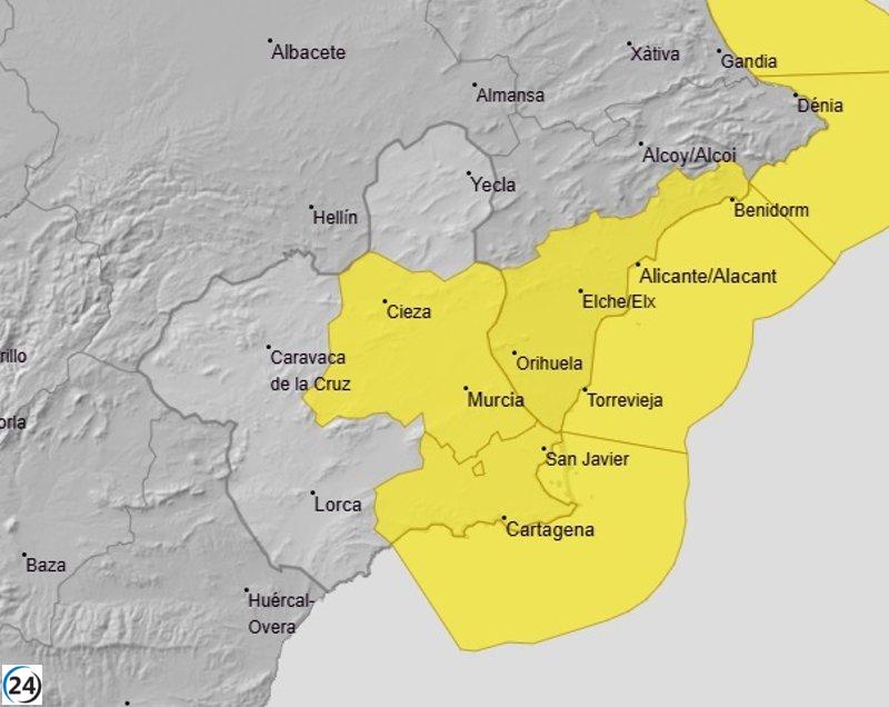 Alerta amarilla por vientos en La Vega del Segura, Campo de Cartagena y Mazarrón hasta el mediodía.
