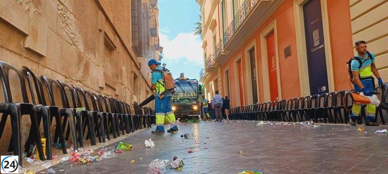 Murcia refuerza limpieza de Semana Santa con un 14% más de trabajadores.