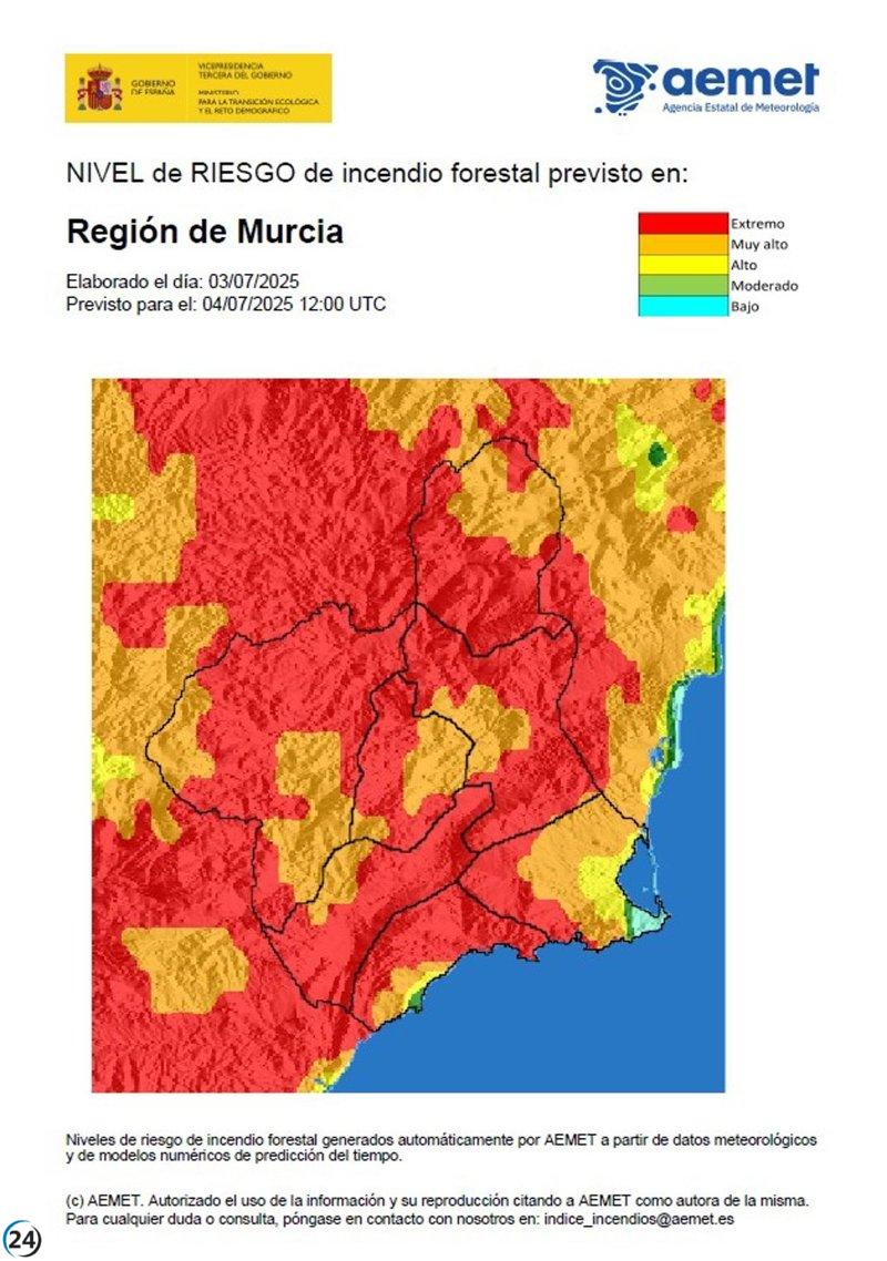 Alerta máxima: Riesgo extremo de incendios forestales en casi toda la región este viernes.