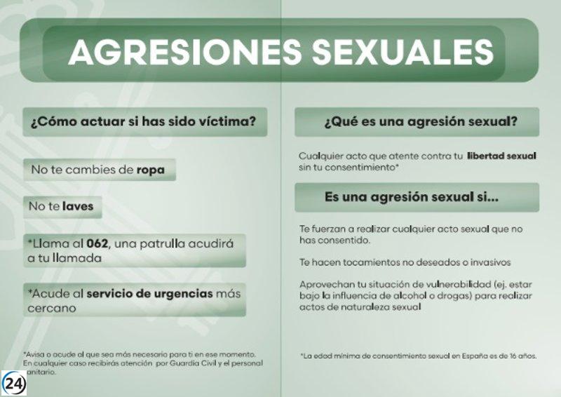Guardia Civil insta a adoptar medidas preventivas contra la violencia sexual.