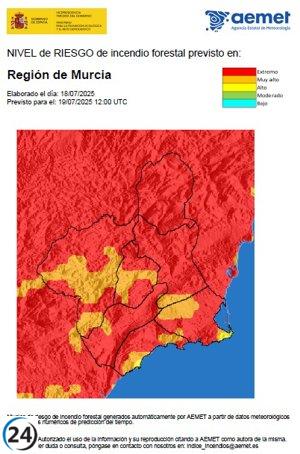Advertencia de riesgo extremo de incendios forestales en toda la Región este sábado.