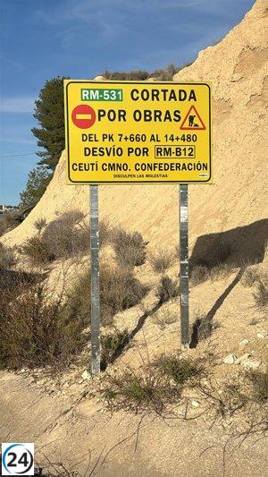 El gobierno adjudica mejoras en la carretera que conecta Alguazas y Campos del Río junto al Arco Noroeste.