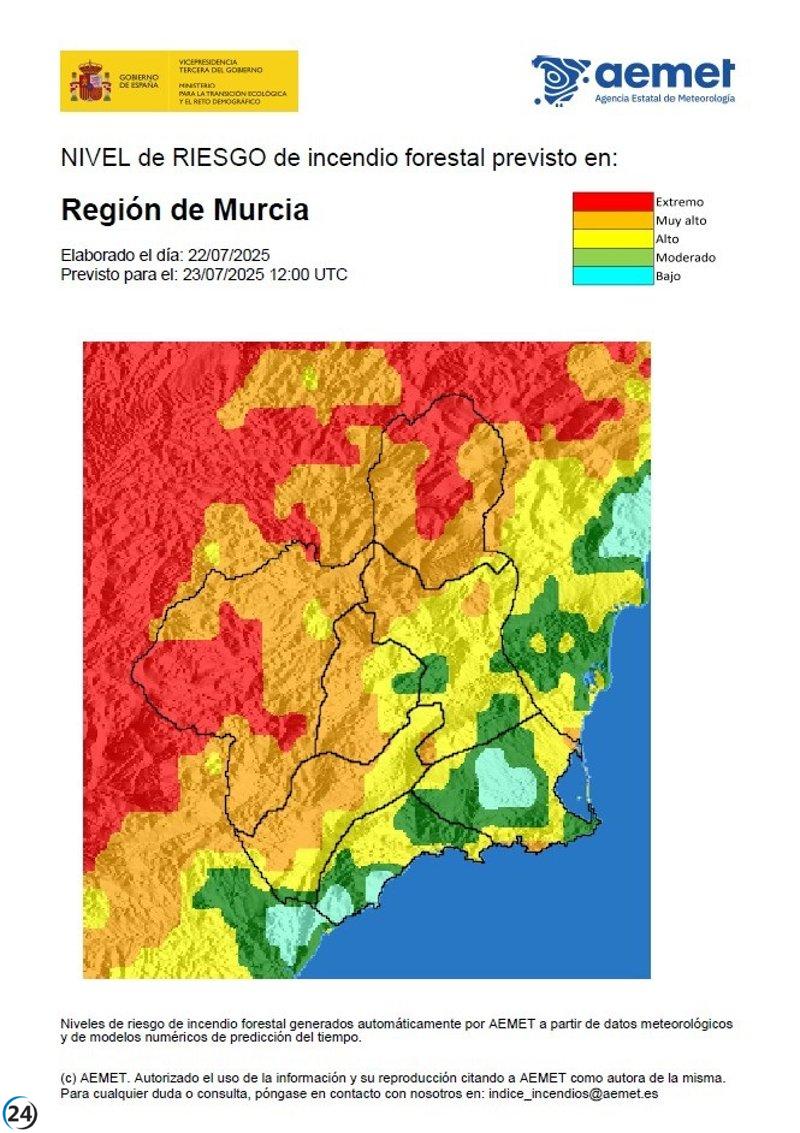 Alto riesgo de incendios en el Altiplano, Cuenca de Mula y Noroeste este miércoles.