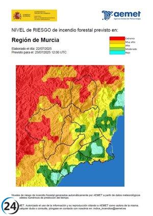 Alto riesgo de incendios en el Altiplano, Cuenca de Mula y Noroeste este miércoles.