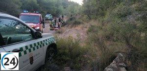 Ciclista sufre lesiones en ruta montañosa cerca de la Ermita del Palmeral, Murcia.
