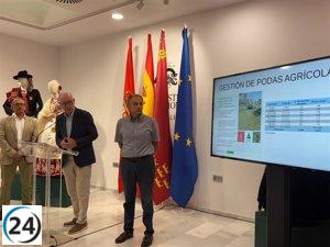 Ayuntamiento de Murcia recolecta en 2024 más de 226.000 kilos de desechos de poda de agricultores locales.