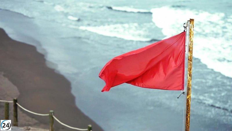 Bandera roja en numerosas playas de la región; amarilla en 20 más este martes.
