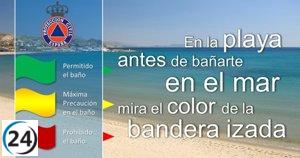 Banderas rojas y amarillas alertan a bañistas en Águilas y otras playas de la Región.
