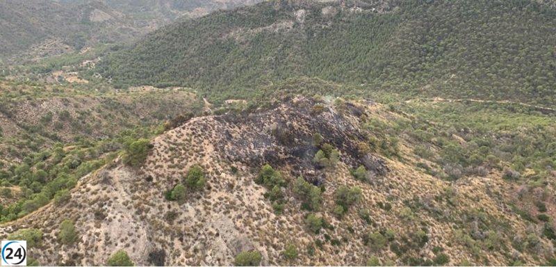 Todos los incendios forestales en la Región de Murcia fueron controlados y extinguibles este lunes.
