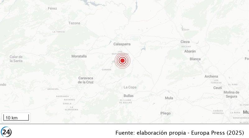 Terremoto de 3.5 grados sacude el sur de Calasparra, Murcia.