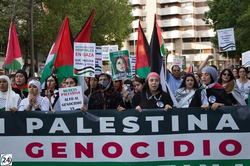Murcia se moviliza en defensa de los derechos palestinos.