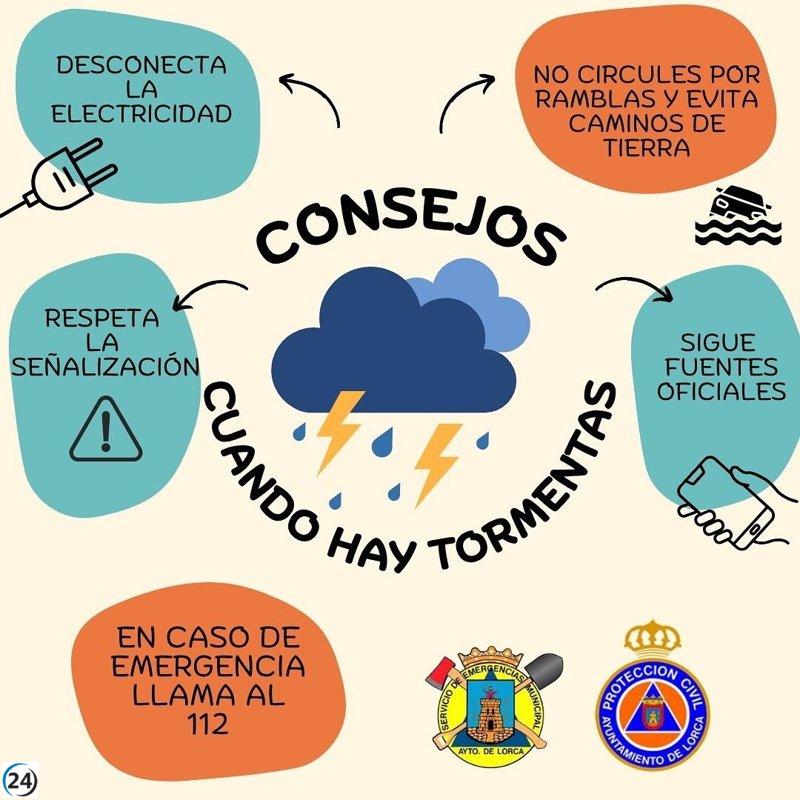 Lorca refuerza vigilancia en pedanías cercanas a Mazarrón por alerta roja de lluvias.