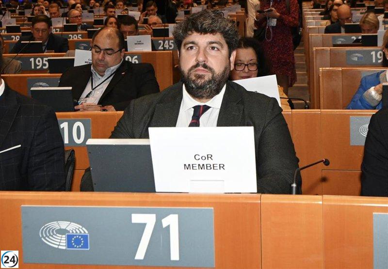 López Miras promueve en Bruselas una inversión de 30 millones para proyectos hidráulicos contra inundaciones.