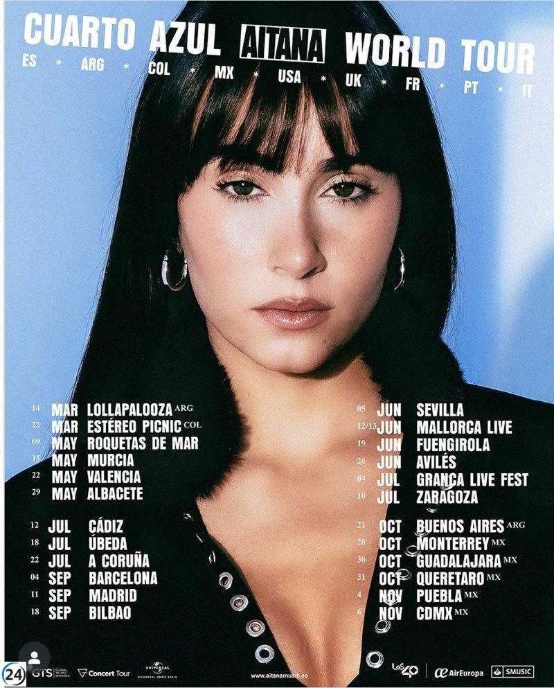 Aitana llevará su 'Cuarto Azul World Tour' a Murcia el 15 de mayo de 2026.