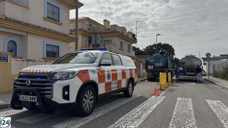 Protección Civil intensifica apoyo a residentes de pedanías de Murcia tras interrupción de agua.