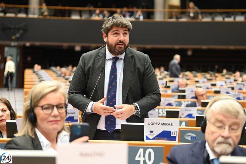 López Miras planea utilizar el incremento de fondos europeos para fortalecer la defensa en Murcia.