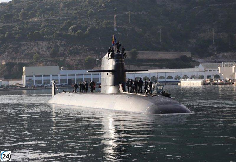 El submarino S-81 'Isaac Peral' regresa a Cartagena tras completar su misión internacional con éxito.
