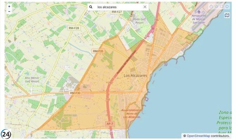 Alerta ES-Alert en Los Alcázares (Murcia) por posible desbordamiento de rambla.