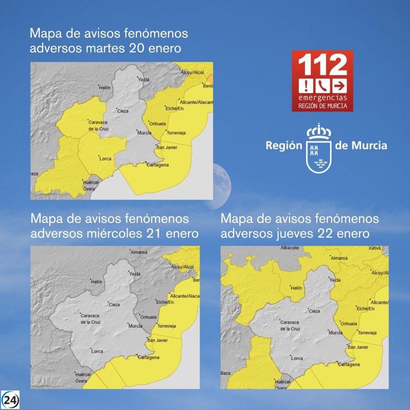 La Aemet emite alerta amarilla por condiciones marítimas adversas en la costa regional este jueves por la mañana.