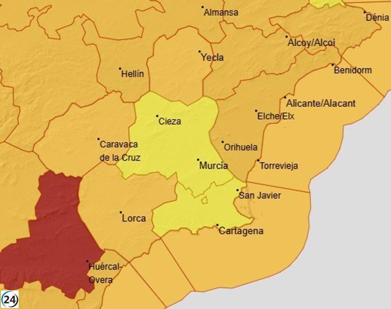 Murcia en alerta este miércoles por vientos intensos y peligros en la costa.
