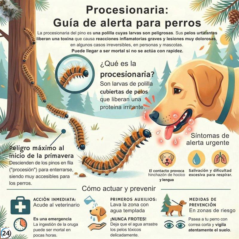 Veterinarios alertan sobre la procesionaria tras los últimos vientos.