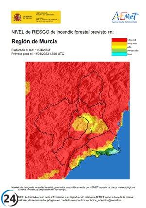 El nivel de riesgo de incendio forestal es extremo en toda la región.