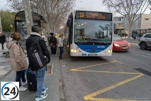 El número de usuarios del autobús urbano en la Región de Murcia sube un 27,5% en febrero, alcanzando 1,7 millones.