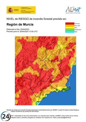 Gran parte de la Región presenta un peligro extremo de incendios forestales mañana.