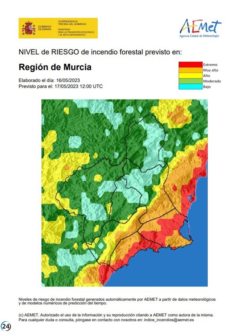 Costa en alerta máxima por riesgo de incendios forestales.