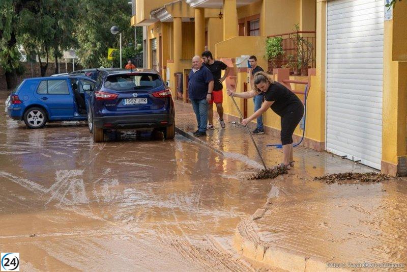 Fuertes lluvias de DANA azotan Cartagena y alrededores.
