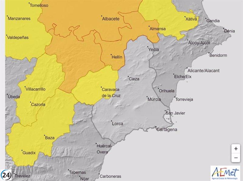 Aemet emite aviso amarillo por lluvias en el Noroeste y el Altiplano hasta las 22h.