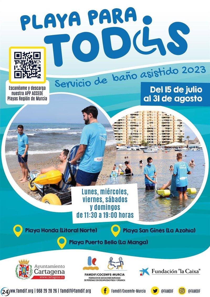 Vuelve el servicio de baño asistido a playas de La Manga y La Azohía