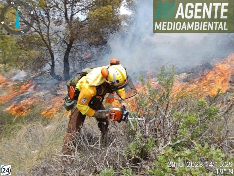 Bomberos controlan tres incendios forestales en Jumilla y Fortuna.
