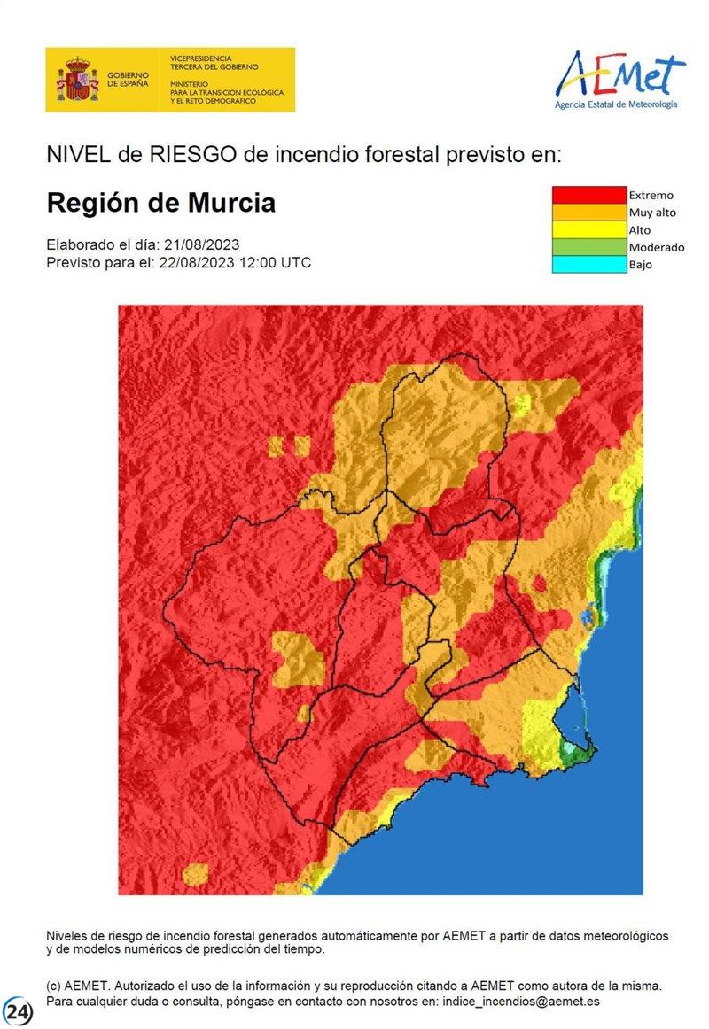 Región en alto riesgo de incendio forestal este martes, según meteorología.