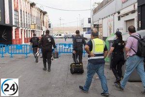 Continúa el trabajo de las autoridades en las discotecas incendiadas en Atalayas: Policía Científica, Grupo de Homicidios y medios aéreos en acción.